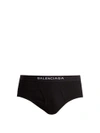 Balenciaga Set Of Three Ribbed-cotton Briefs In Package Of 3 Slips