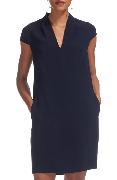 Whistles Paige Crepe Shift Dress In Navy