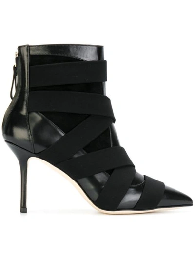 Benedetta Boroli Strappy Pointed Ankle Boots In Black