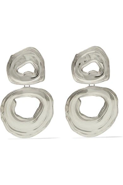Leigh Miller Double Whirlpool White Bronze Earrings In Silver