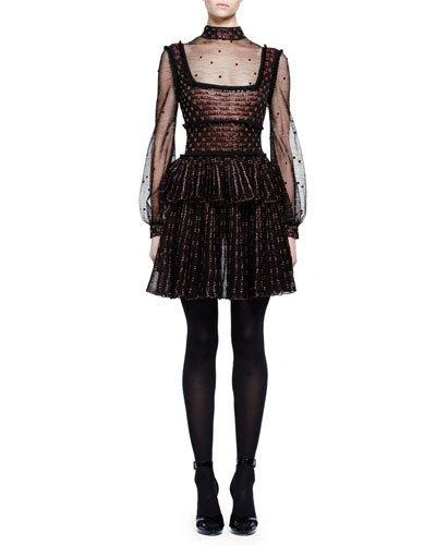 alexander mcqueen black and pink dress McQueen Black Ghost Orchid Evening Dress in Red