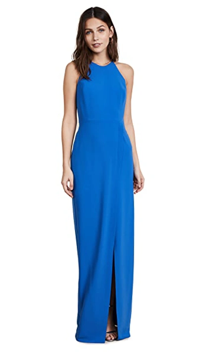 Halston Heritage Halston Woman Split-front Cutout Crepe Gown Bright Blue