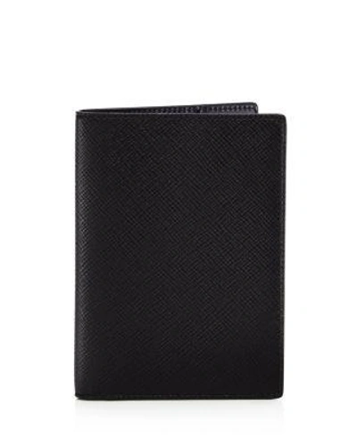 Smythson Panama Leather Passport Cover In Black