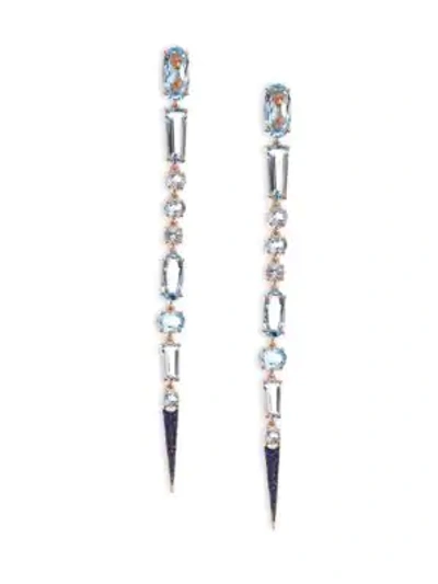 Etho Maria Sharp 18k Gold Blue Sapphires And Blue Topaz Drop Earrings In Rose Gold