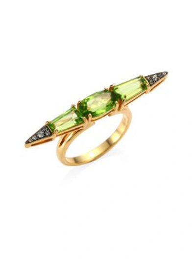 Etho Maria Sharp Green Sapphire And Peridot 18k Gold Ring In Yellow Gold