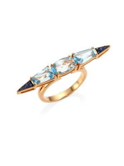 Etho Maria Women's Sharp 18k Rose Gold Blue Sapphire And Topaz Ring