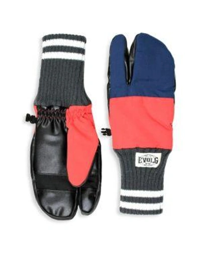Evolg Colorblock Touch Screen Gloves In Navy Red