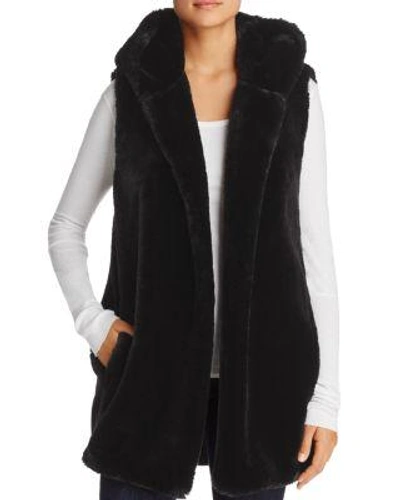 Capote Lola Hooded Faux-fur Vest In Black