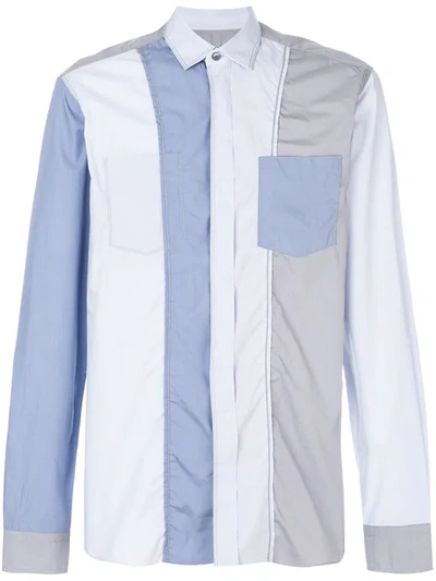 Lanvin Striped Pocket Sport Shirt In Blue