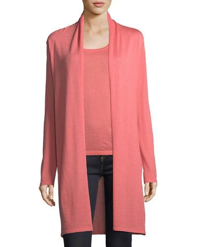 Neiman Marcus Modern Superfine Cashmere Duster In Salmon