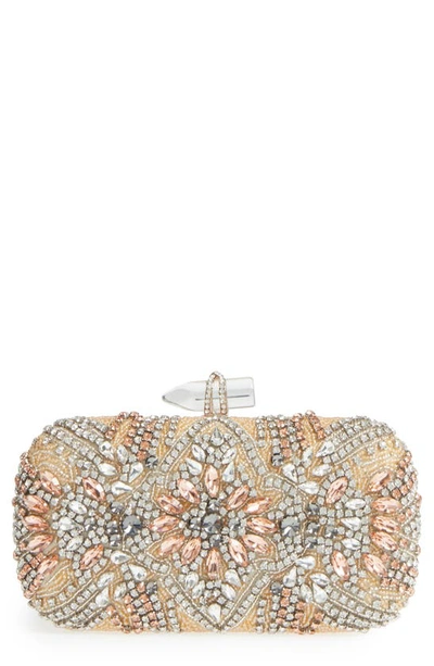 Nina Gelsey Crystal Embellished Minaudiere In Gold Multi