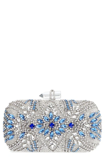 Nina Gelsey Crystal Embellished Minaudiere In Silver Multi