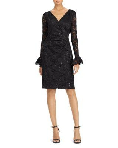 Ralph Lauren Lauren  Sequin Lace Dress In Black Multi