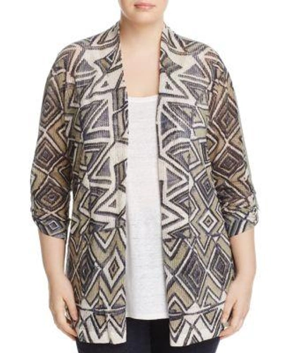 Nic And Zoe Plus Mountain Dreams Lightweight Linen Blend Cardigan In Multi