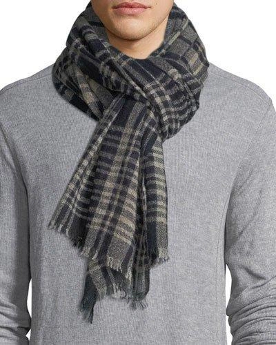 19andreas47 Cashmere-blend Check Scarf In Blue Pattern
