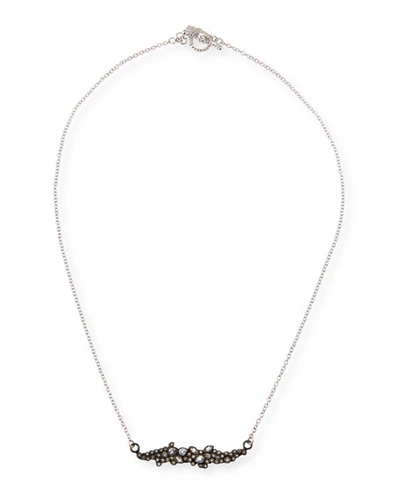 Armenta New World Diamond & White Sapphire Cluster Bar Necklace In Silver