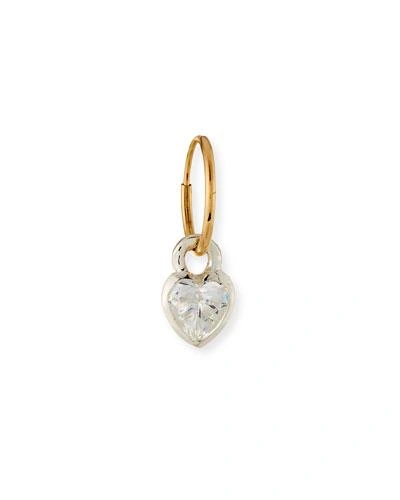 Lee Brevard Bezel Heart Single Earring With Cubic Zirconia In Silver