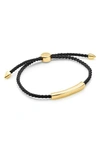 Monica Vinader Linear Friendship Bracelet In Black/ Yellow Gold
