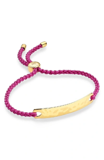 Monica Vinader Engravable Havana Friendship Bracelet In Yellow Gold/ Fuchsia