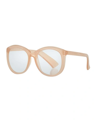 The Book Club Women's Love In The Time Of A Dollar Round Blue Light Glasses, 55mm In Peach/clear