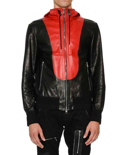 Alexander Mcqueen Calfskin Zip-up Wind Jacket In Black