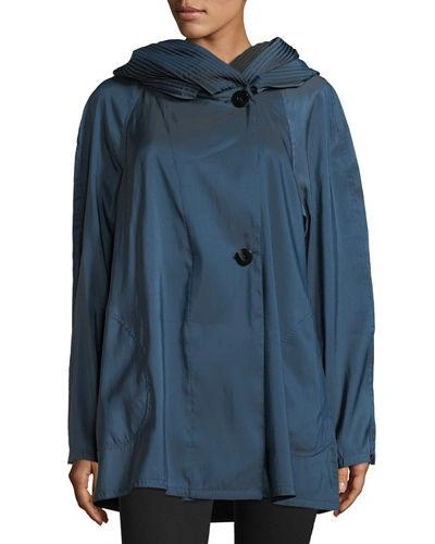 Mycra Pac Mini Donatella Reversible Pleat Hood Packable Jacket In Sapphire/black
