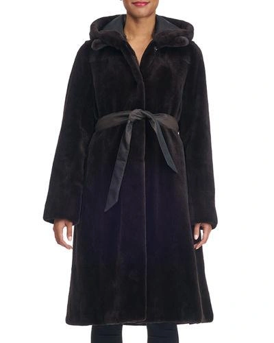 Reich Furs Reversible Hooded Mink Fur Coat In Dark Brown