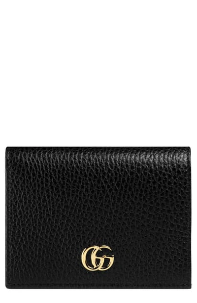 Gucci Petite Marmont Leather Card Case In Nero/ Nero