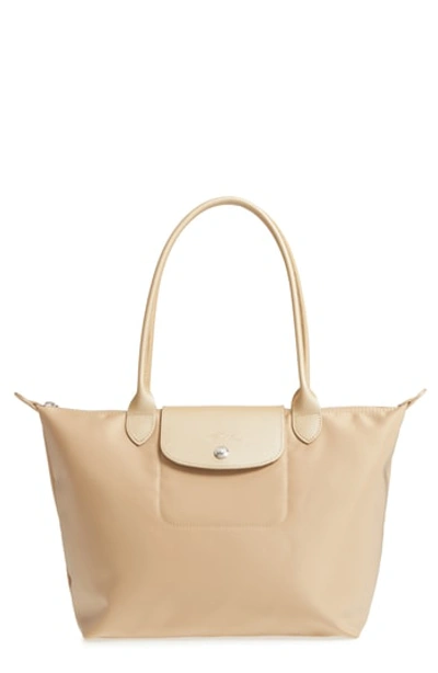 Longchamp Le Pliage Neo Medium Nylon Shoulder Tote Bag In Gold
