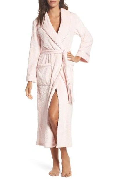 Oscar De La Renta Sleepwear Long Fleece Robe In Pink