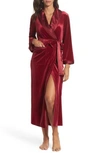 Oscar De La Renta Sleepwear Long Velvet Robe In Burgundy