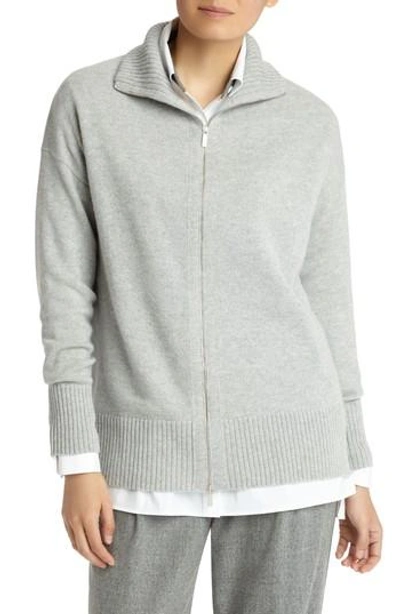 Lafayette 148 Luxe Merino Wool & Cashmere Sweater Jacket In Dove Melange