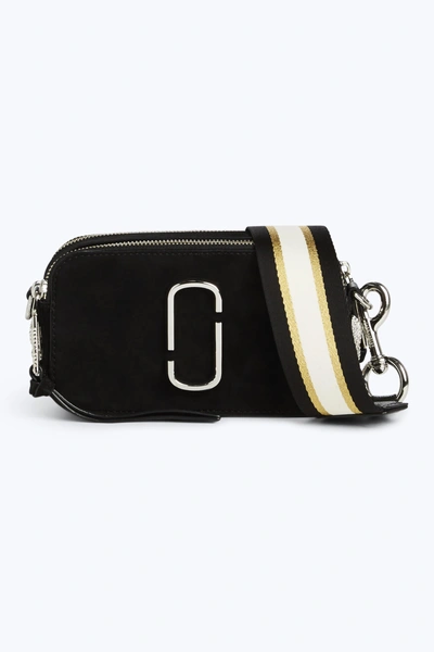 Marc Jacobs Snapshot Leather Pave Chain Trim Crossbody Bag - Black In Black/silver