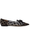 Jimmy Choo Gala Flocked Mesh Point-toe Flats In Black