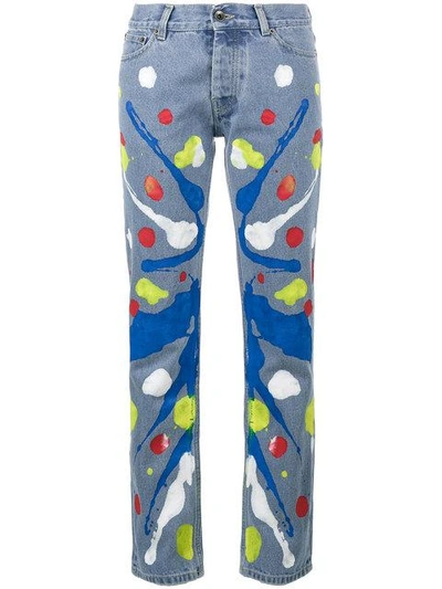Micro Gaspari Mirco Gaspari  Blue 501 Paint Splattered Jeans