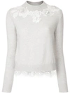 Onefifteen Floral Lace Patch Sweater In Grey