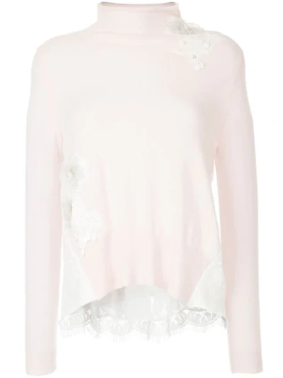 Onefifteen Floral Lace Patch Jumper In Pink