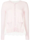 Onefifteen Lace Panel Buttoned Cardigan In Pink