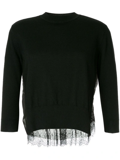 Onefifteen Lace Panel Sweater In Black