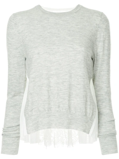 Onefifteen Lace Panel Jumper In Grey
