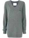 Push Button Embroidered Detail Jumper In Grey