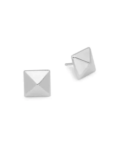 Saks Fifth Avenue Women's 14k White Gold Pyramid Stud Earrings In Silver