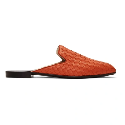 Bottega Veneta Intrecciato Leather Slippers In Orange,pink