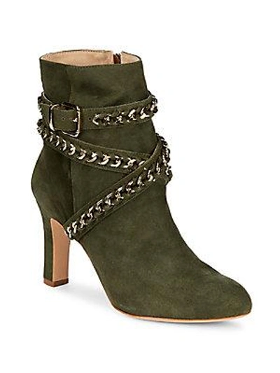 Schutz Izzy Ankle Wrap Suede Boots In Military Green