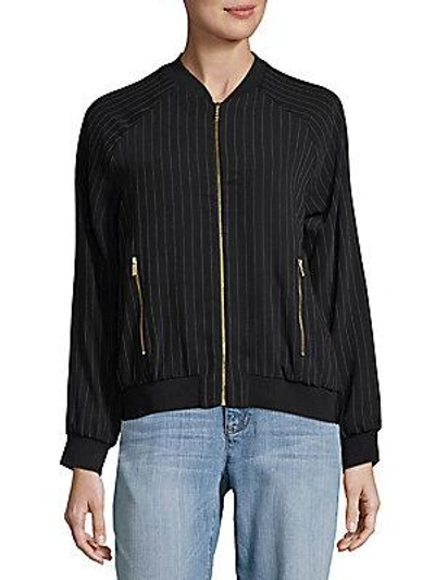 Calvin Klein Stripe Bomber Jacket In Black
