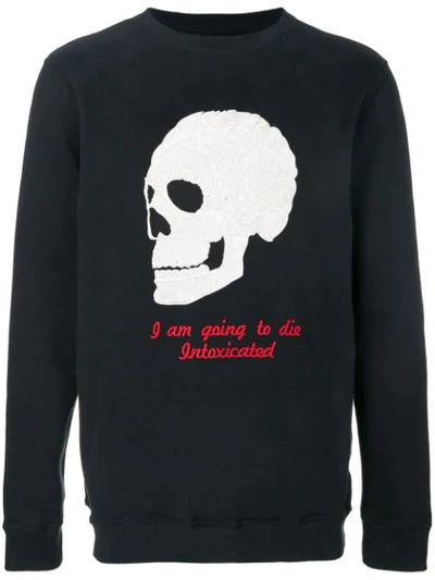 Intoxicated Skull-embroidered Sweatshirt In Black