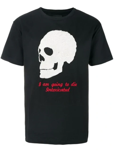 Intoxicated Skull-embroidered T-shirt In Black