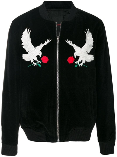Intoxicated Eagle-embroidered Bomber Jacket In Black