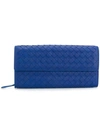 Bottega Veneta Women's Wallet Genuine Leather Coin Case Holder Purse Card Bifold In Blue
