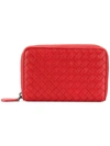 Bottega Veneta Women's Wallet Genuine Leather Coin Case Holder Purse Card Bifold In Red